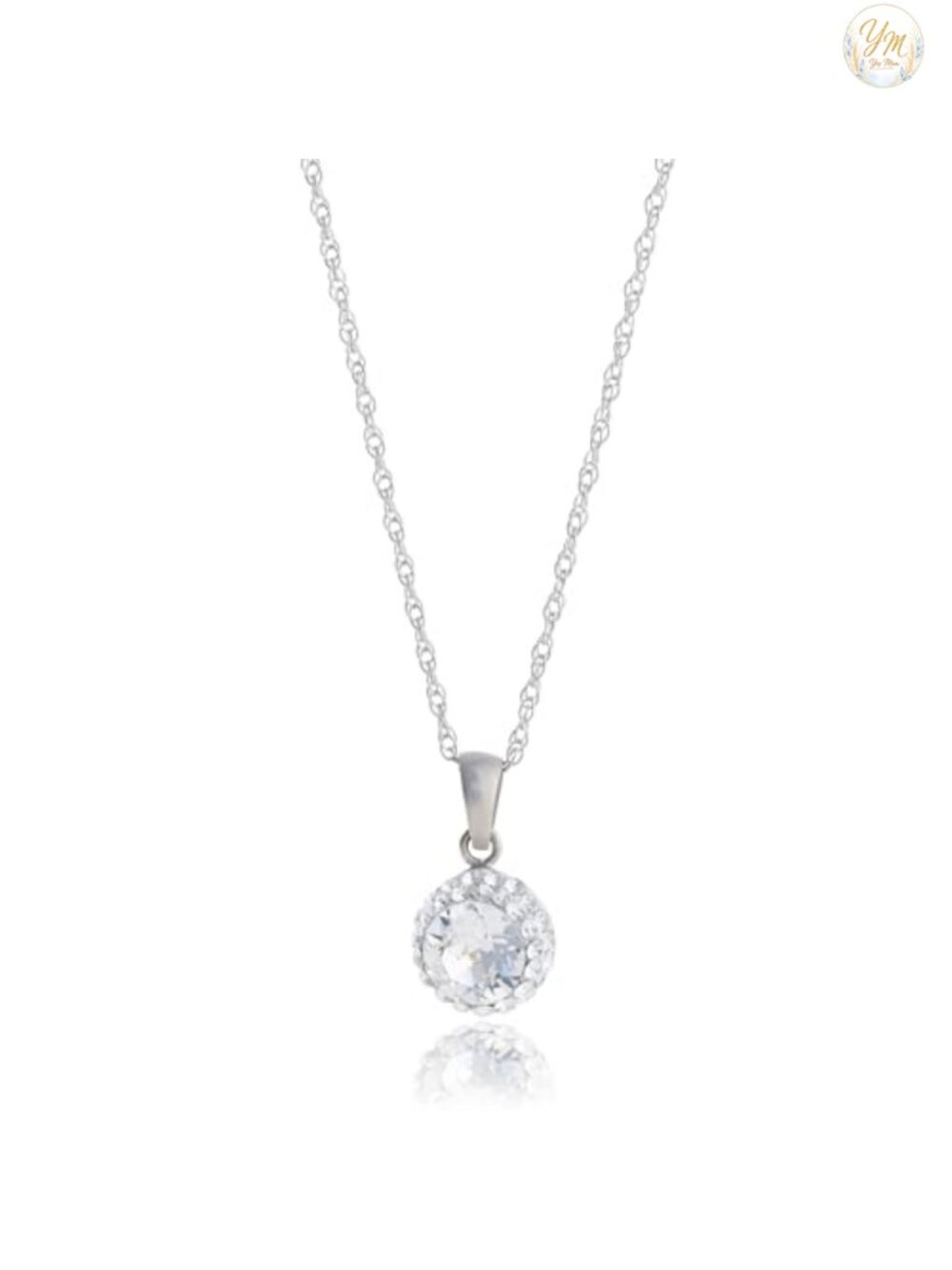 925 Sterling Silver Crystal Halo Pendant Necklace 18"